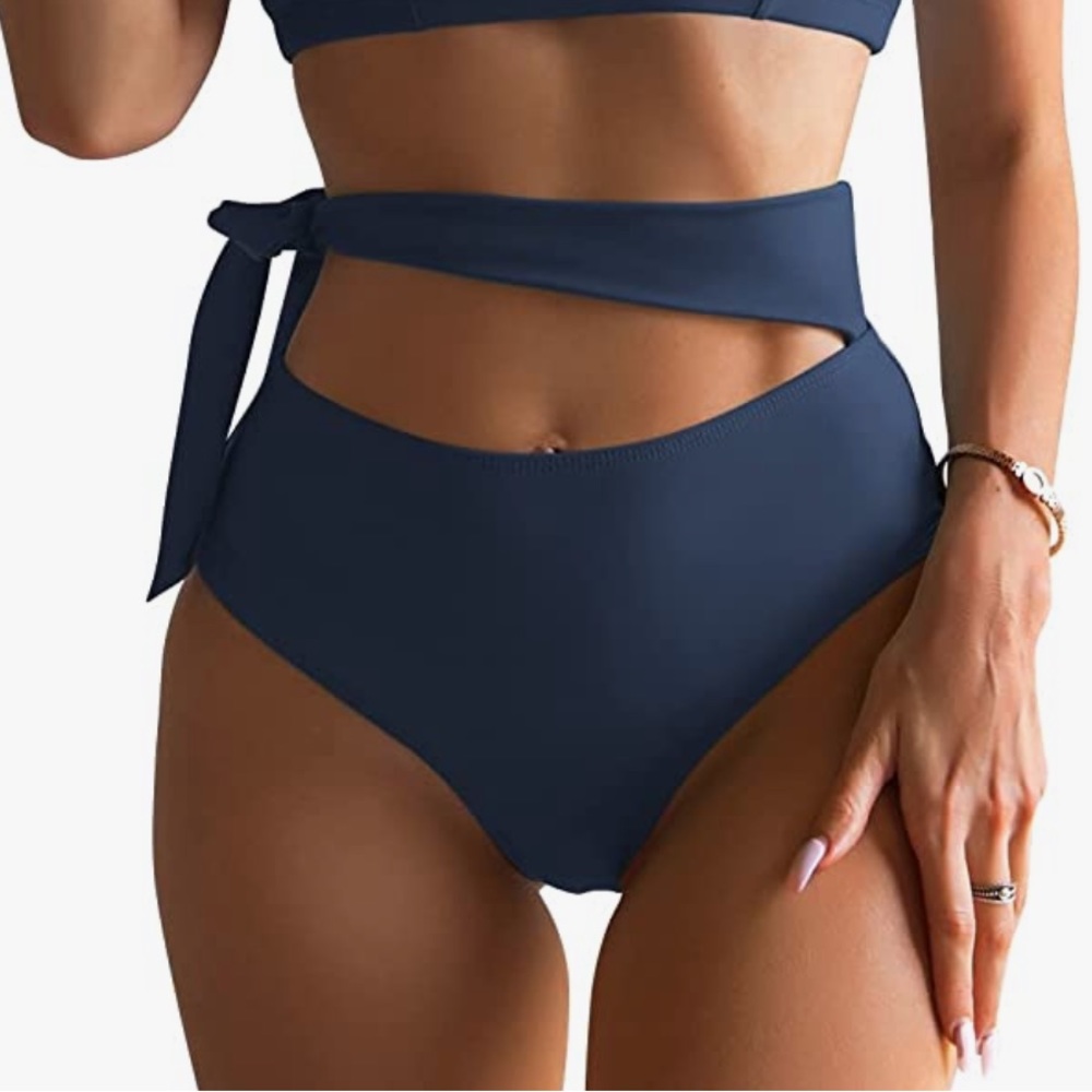 Tie Side Tummy Control High Waisted bikini bottom